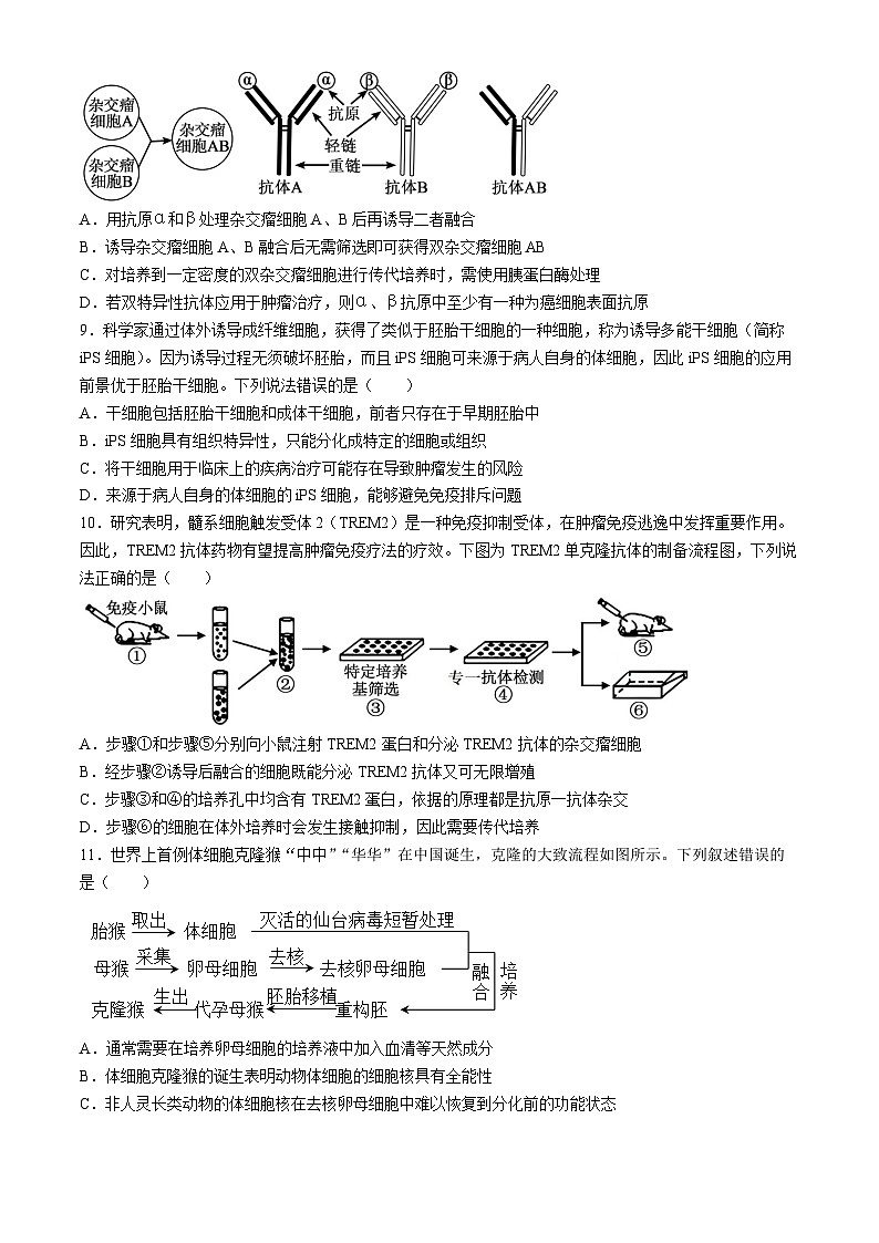 山东省枣庄市第三中学2023-2024学年高二下学期4月月考生物试题03