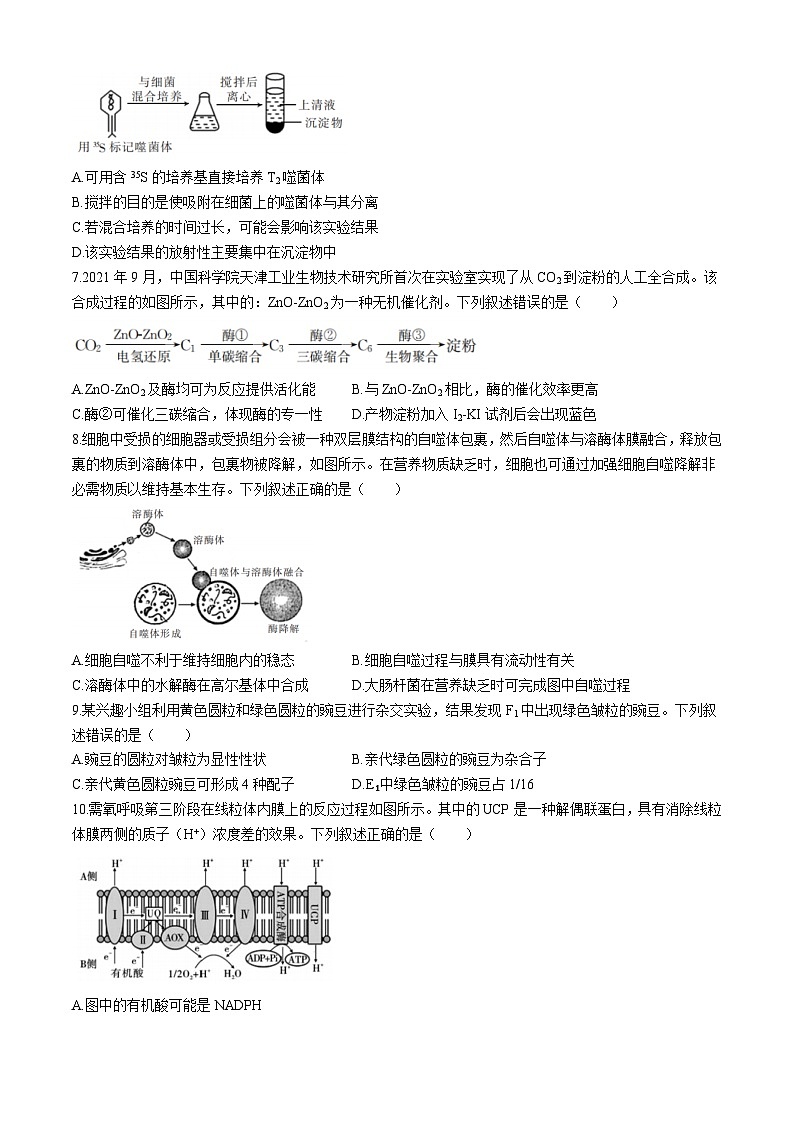 浙江省培优联盟2023-2024学年高一下学期4月联考生物试题02