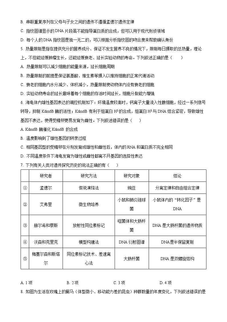 福建省福建师范大学附属中学2024届高三一模生物试卷（Word版附解析）02