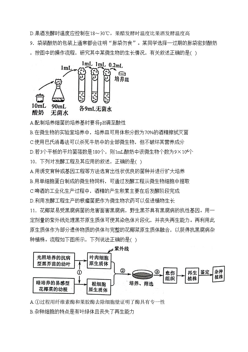 河北省邯郸市九校联考2022-2023学年高二下学期期中考试生物试卷(含答案)03