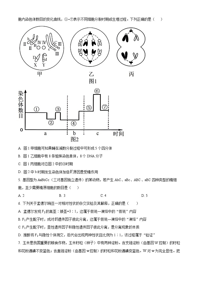福建省厦门第二中学2023-2024学年高一下学期第一次月考生物试题（原卷版）第2页