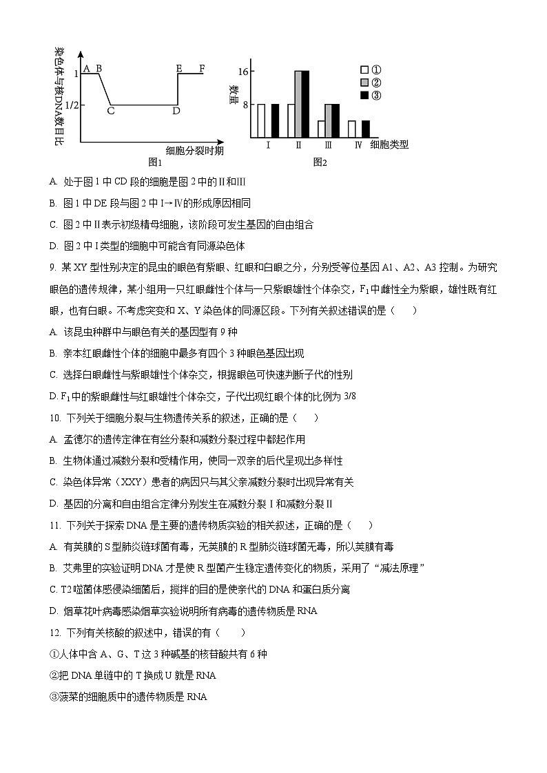 福建省泉州市永春第一中学2023-2024学年高一下学期4月月考生物试题（原卷版+解析版）03