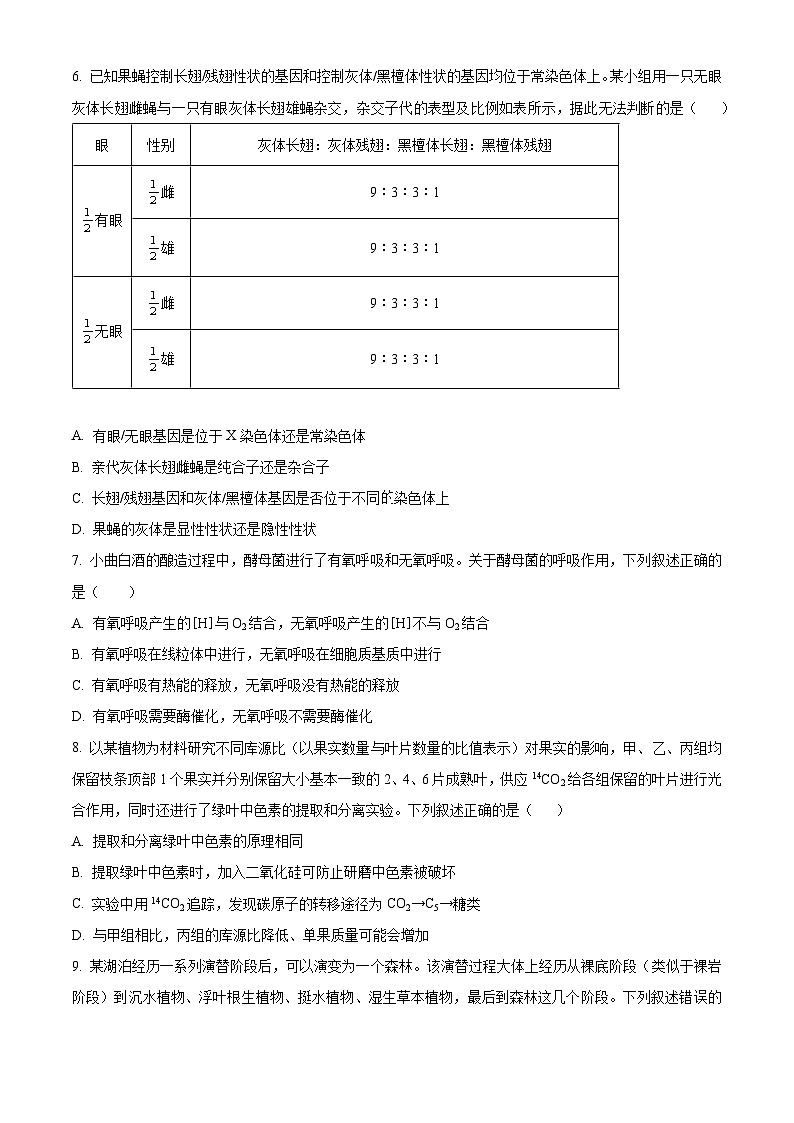 安徽省华大新高考联盟2023-2024学年高三下学期4月联合测评二模生物试题 Word版无答案第3页
