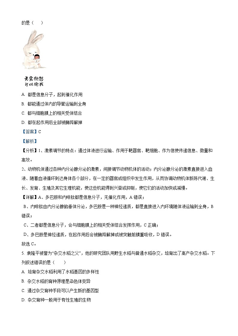 贵州省六盘水市六枝特区纽绅中学2023-2024学年高二下学期4月月考生物试题（原卷版+解析版）03
