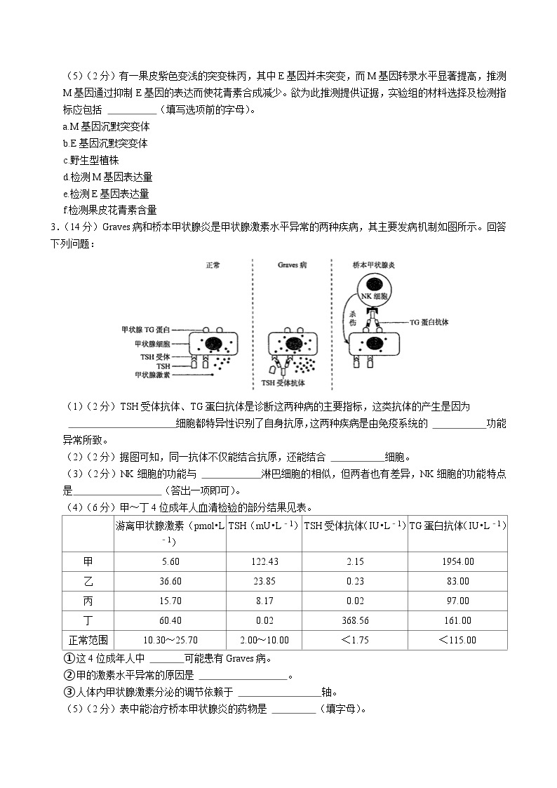 2024年高考第二次模拟考试：生物（上海卷）（考试版）03