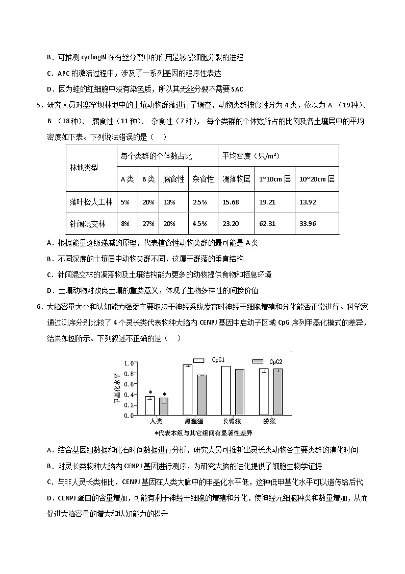 2024年高考第二次模拟考试：生物（浙江卷）（考试版）03