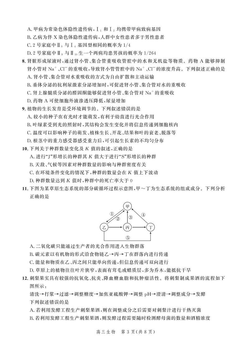 2024届河北省部分学校高三下学期大数据应用调研联合测评（六）生物试题03