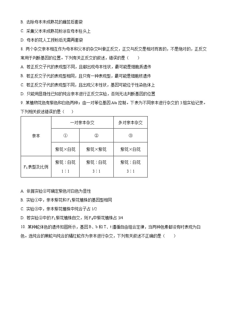 福建省厦门市思明区第六中学2023-2024学年高一下学期4月月考生物试题（原卷版）第3页