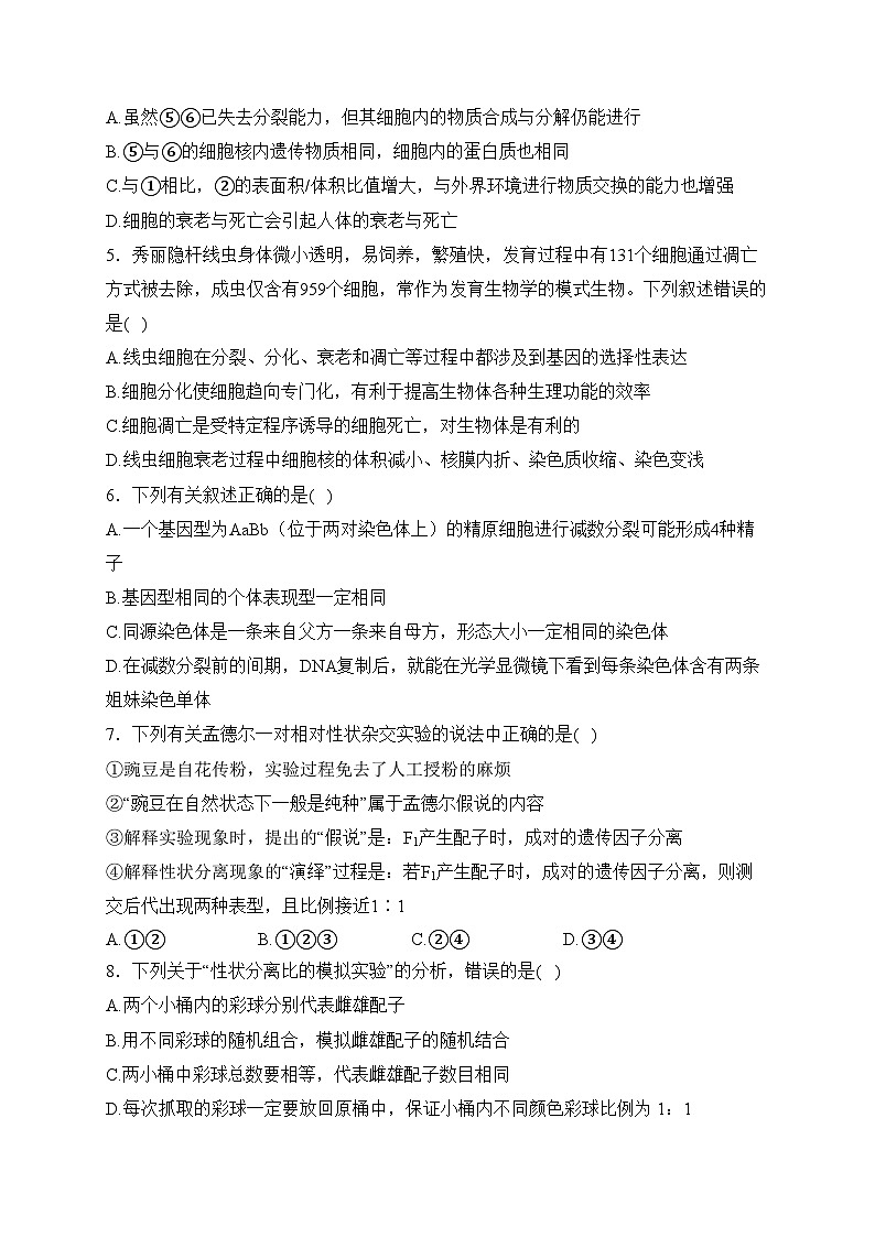 广东省深圳市龙岗区四校2022-2023学年高一下学期期中联考生物试卷(含答案)02