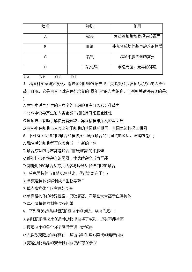 泗阳县实验高级中学2023-2024学年高二下学期3月第一次调研测试生物试卷02