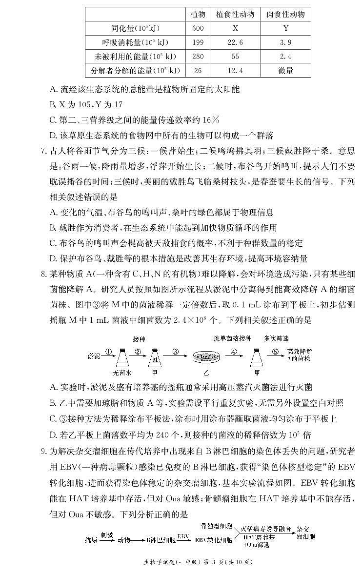 湖南省长沙市第一中学2023-2024学年高二下学期第一次月考生物试题（PDF版附解析）03