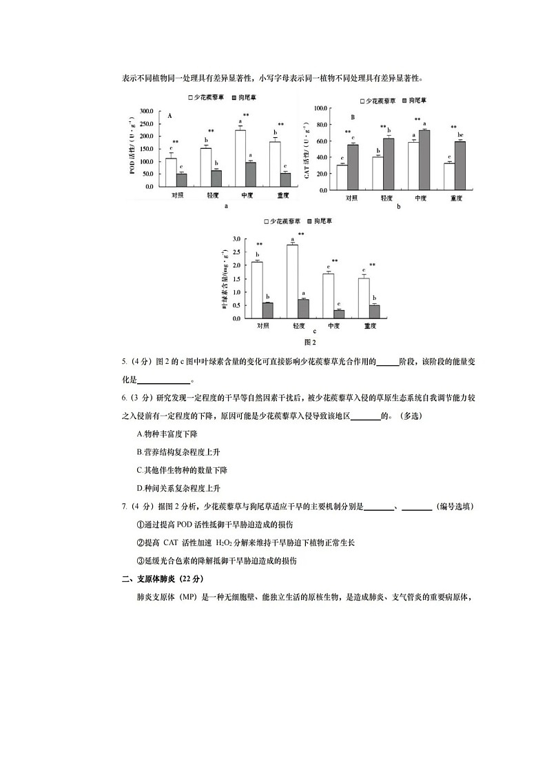 上海市嘉定区2024年高三生物二模试卷第2页