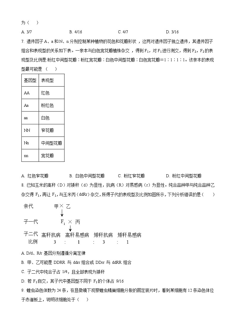 湖南省岳阳市岳阳县第一中学2023-2024学年高一下学期3月月考生物试卷（Word版附解析）02