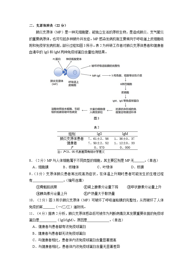 2024年上海市嘉定区高三下学期高考&等级考二模生物试卷含答案第3页
