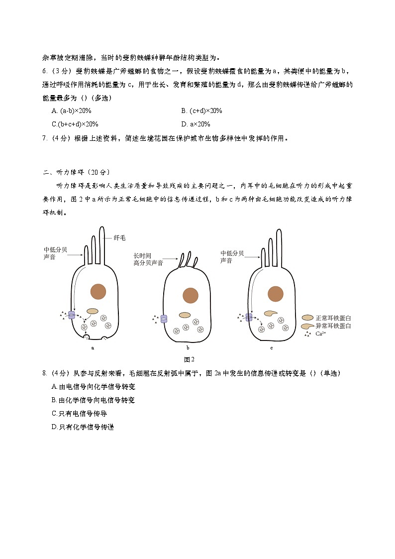 2024年上海市长宁区高三下学期高考&等级考二模生物试卷含答案02