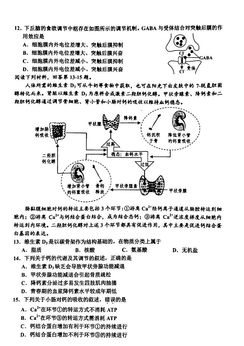 2024届浙江省嘉兴市高三二模生物试题03