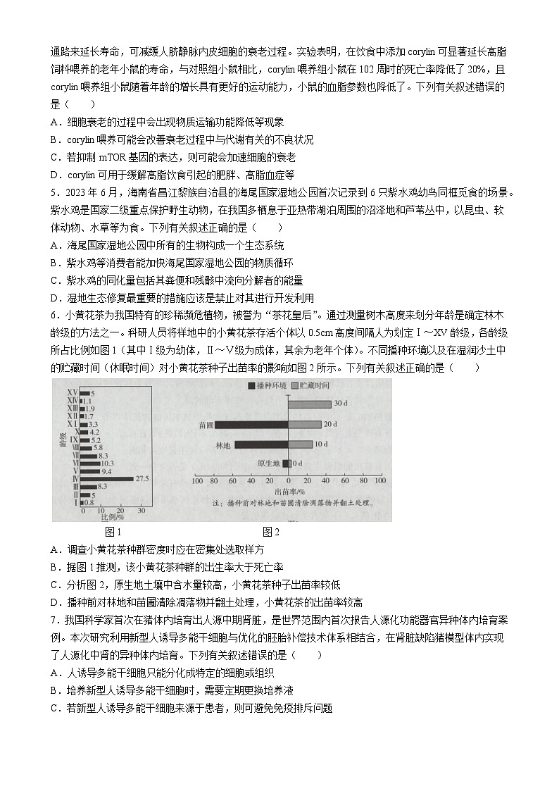 海南省天一大联考2023-2024学年高三学业水平诊断考试（四）生物试题第2页
