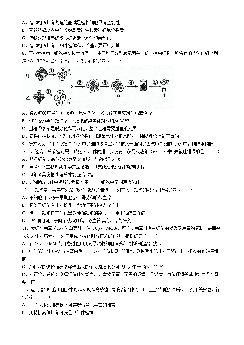 辽宁省鞍山市第一中学2023-2024学年高二下学期第三次月考生物试卷02
