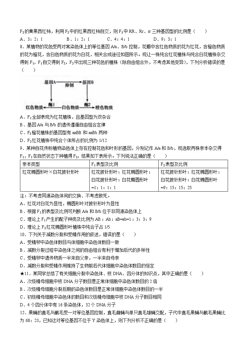 湖南省长沙市长郡中学2023-2024学年高一下学期4月选科适应性检测生物试题02