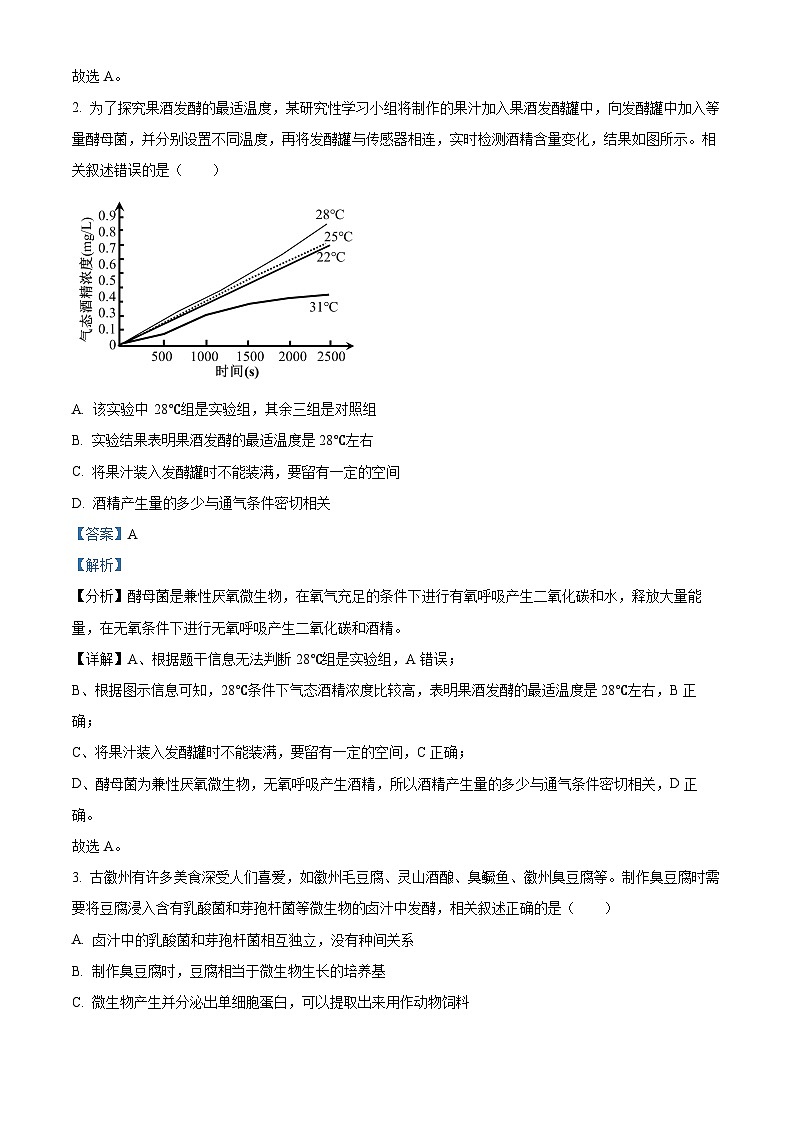 内蒙古自治区赤峰市松山区赤峰新城红旗中学2023-2024学年高二下学期4月月考生物试题（原卷版+解析版）02
