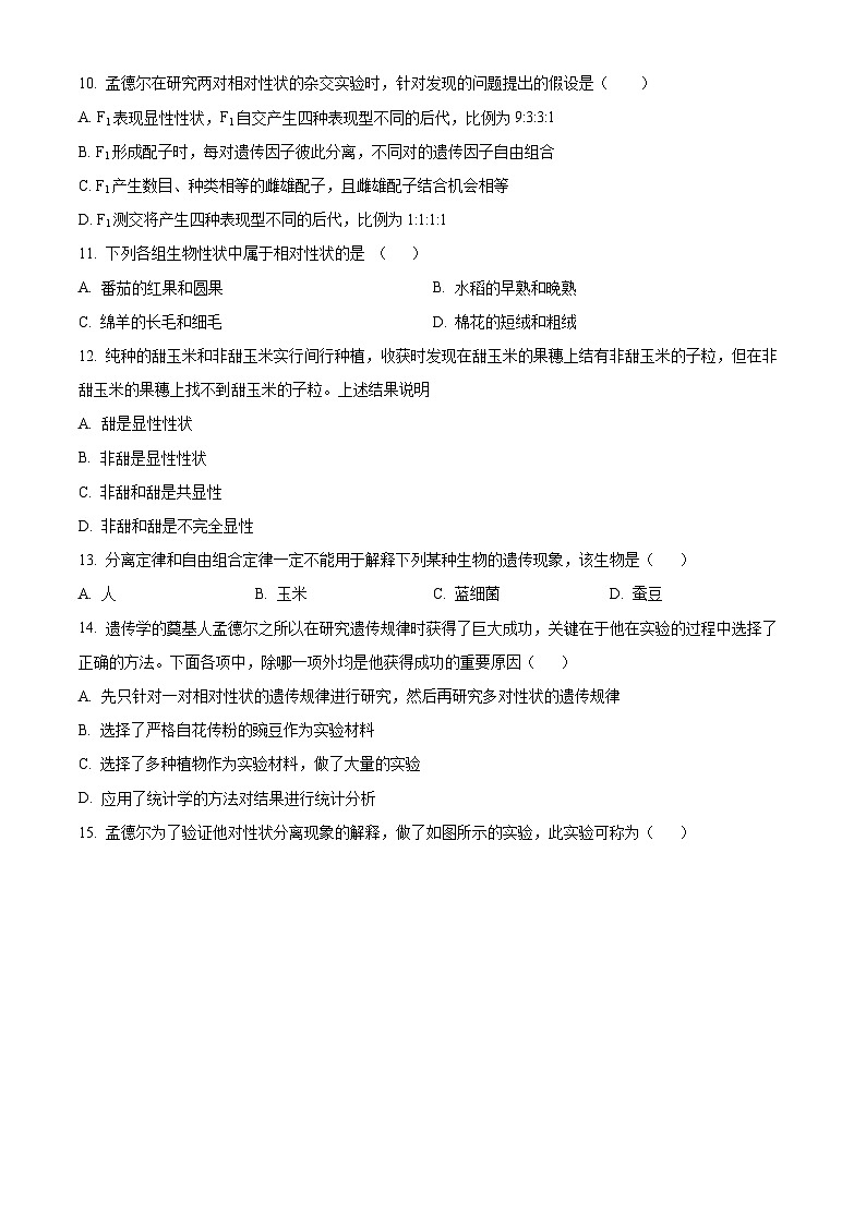云南省昆明市东川区第三中学2023-2024学年高一下学期4月月考生物试题（原卷版）第3页