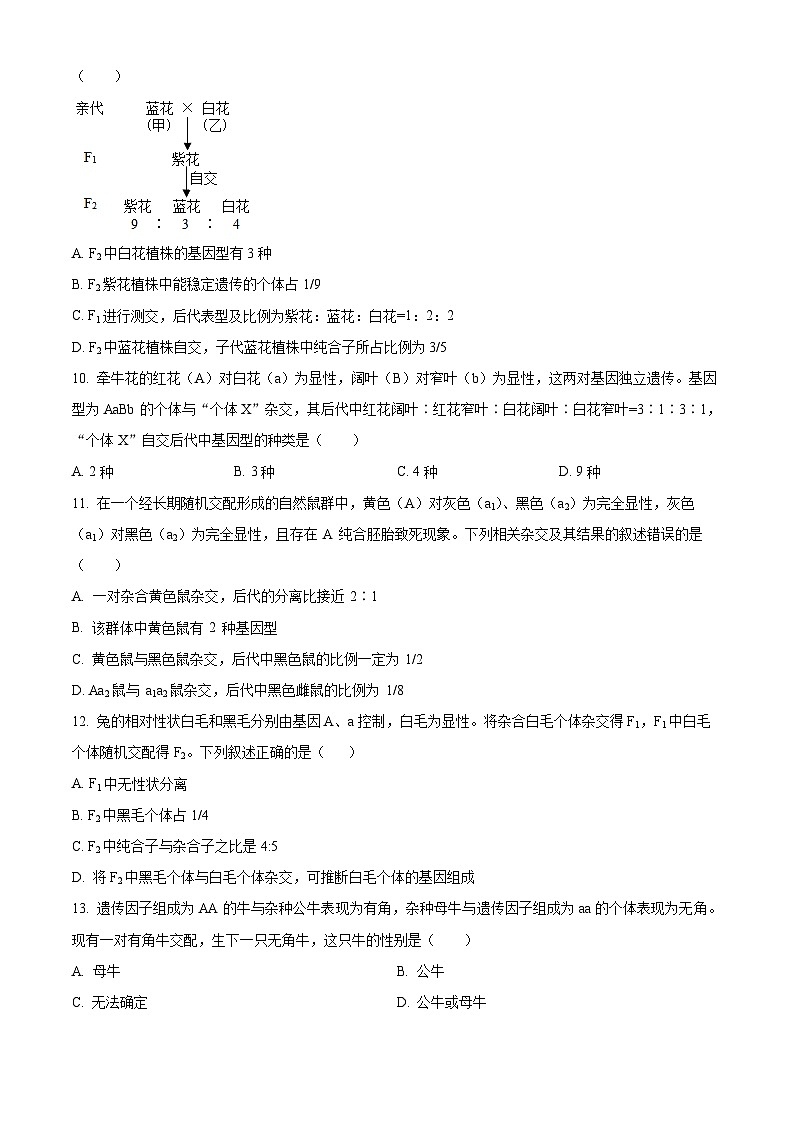 四川省眉山市彭山区第一中学2023-2024学年高一下学期4月月考生物试题（原卷版+解析版）03