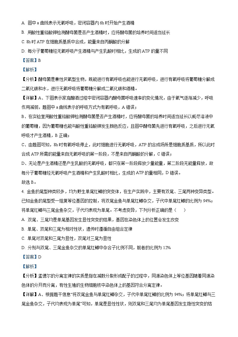 2024届贵州省普通高中学业水平选择性模拟考试生物试题(五)（原卷版+解析版）03