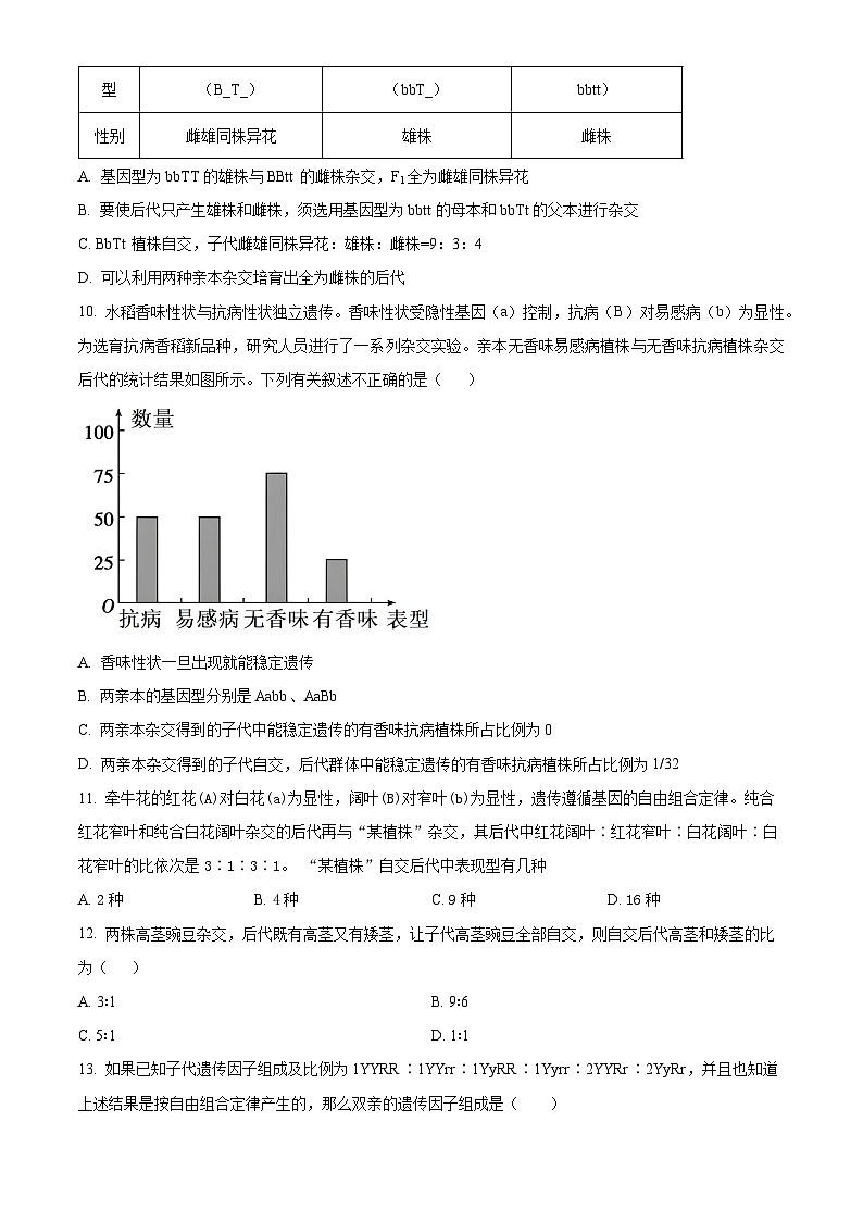新疆伊犁哈萨克自治州霍城县江苏中学2023-2024学年高一下学期3月考试生物试题（原卷版）第3页