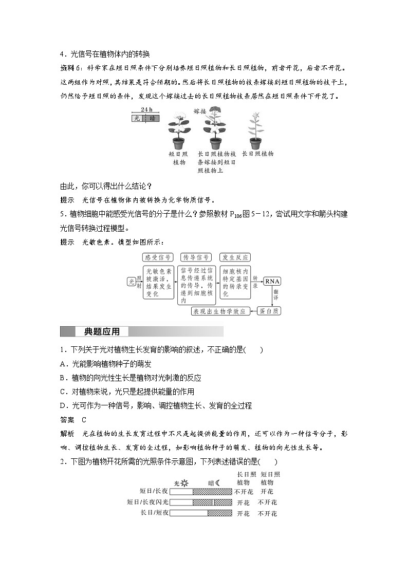 2024年高中生物新教材同步学案 选择性必修第一册 第5章 第4节　环境因素参与调节植物的生命活动（含解析）03