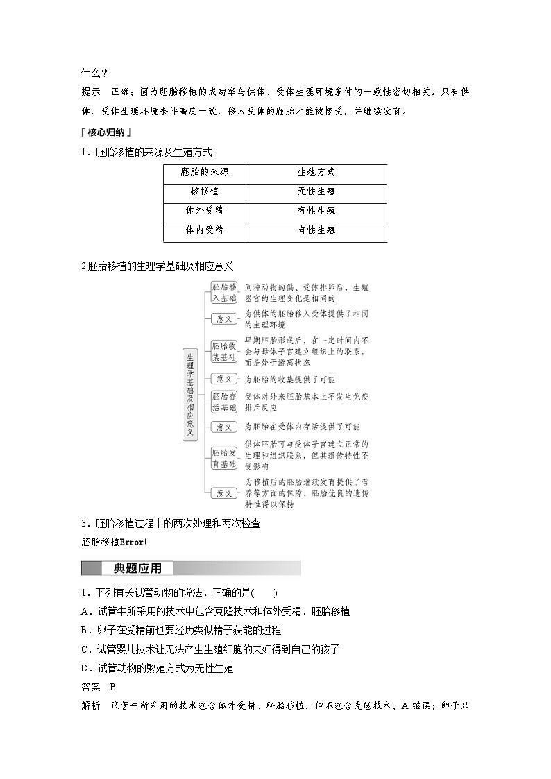 2024年高中生物新教材同步学案 选择性必修第三册 第2章 第3节 第2课时 胚胎工程技术及其应用（含解析）03