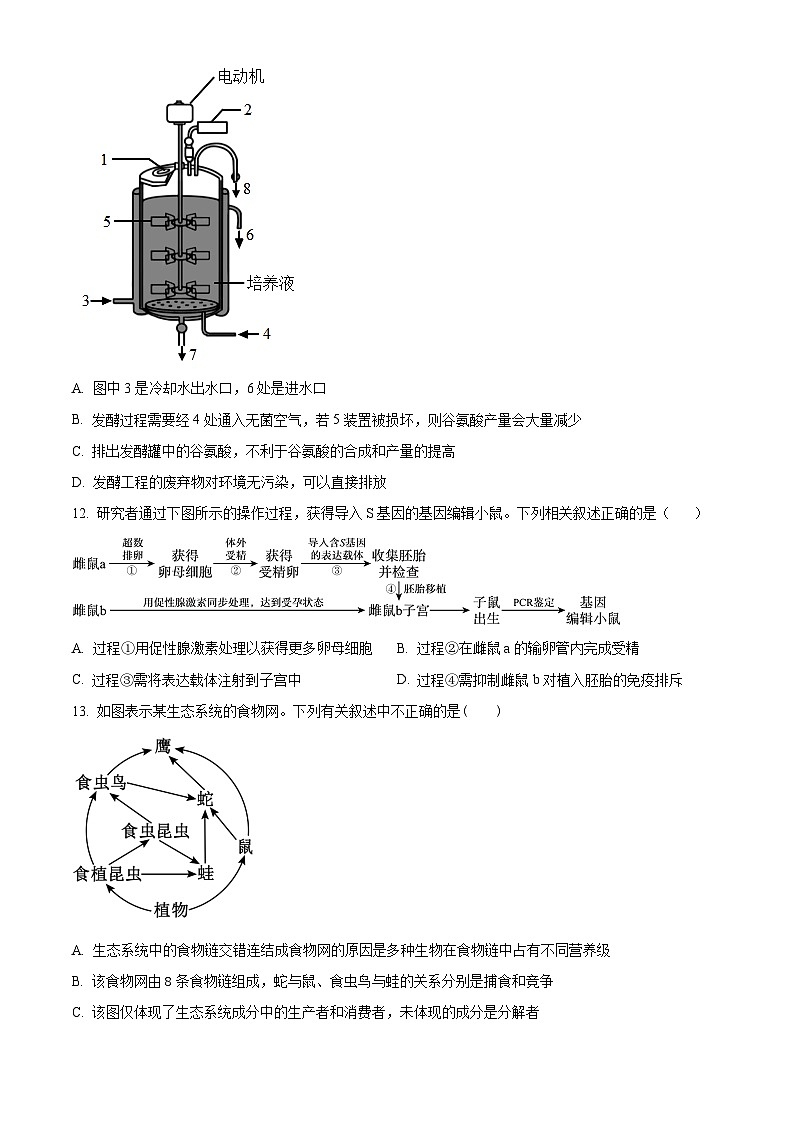 2024重庆市乌江新高考协作体高二下学期4月月考试题生物含解析03