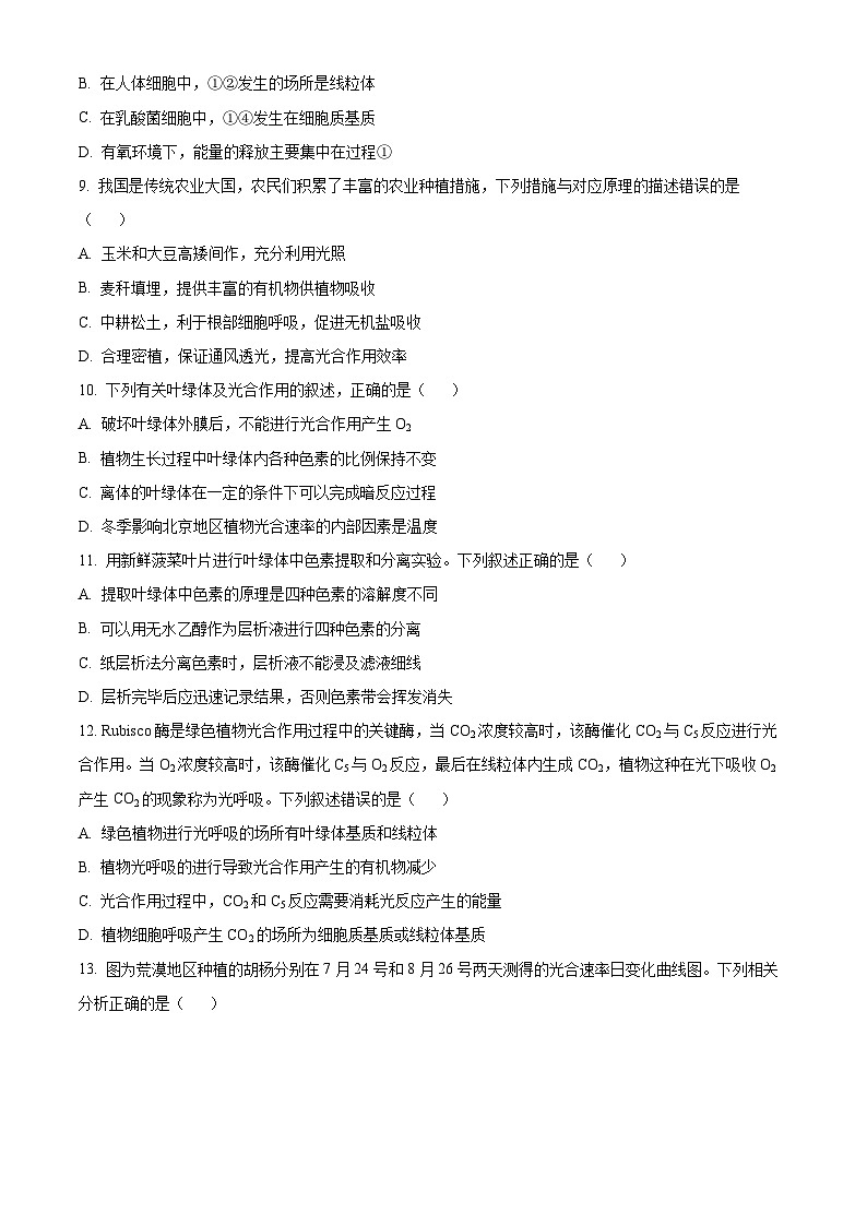 2024北京顺义区一中高一下学期3月月考试题生物含解析03