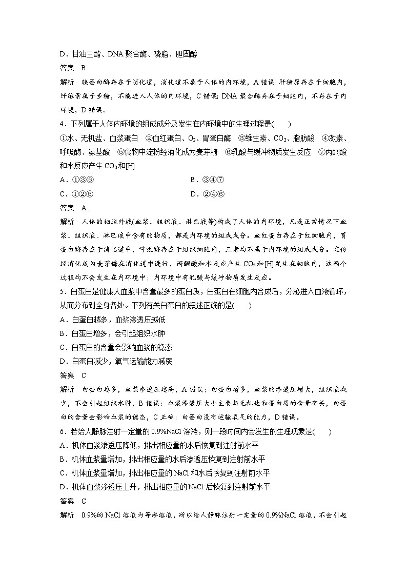2024年高中生物新教材同步学案 选择性必修第一册 第1章 章末检测试卷(一)（含解析）02