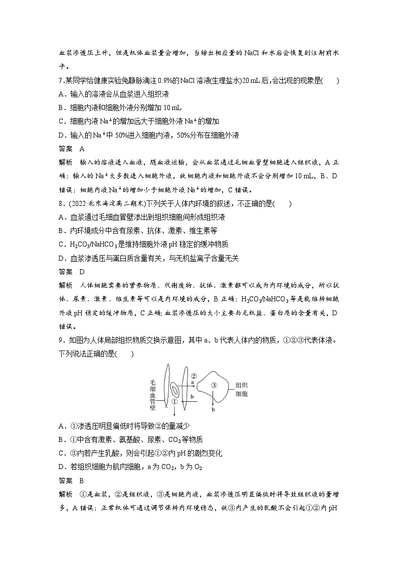 2024年高中生物新教材同步学案 选择性必修第一册 第1章 章末检测试卷(一)（含解析）03