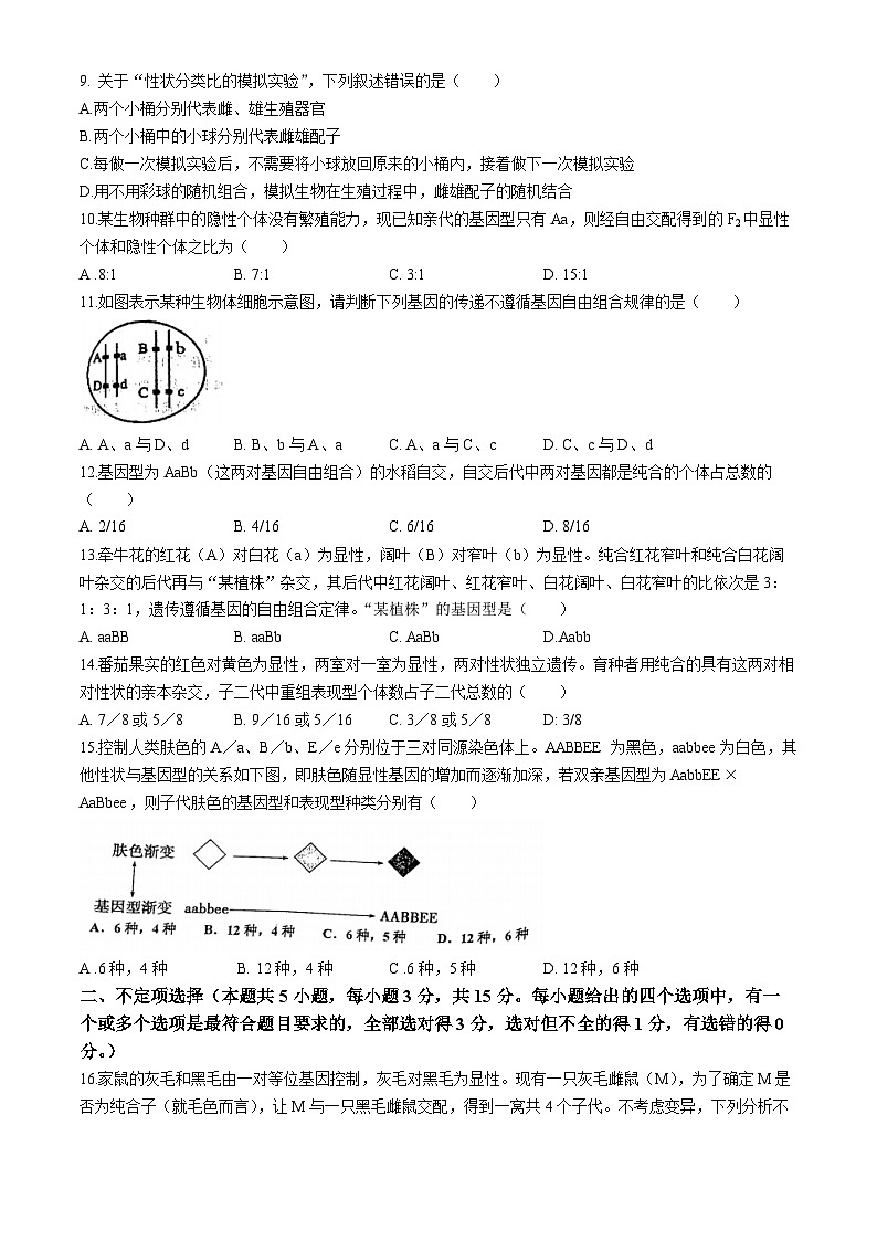 辽宁省鞍山市2023-2024学年高一下学期生物4月考试生物试题02