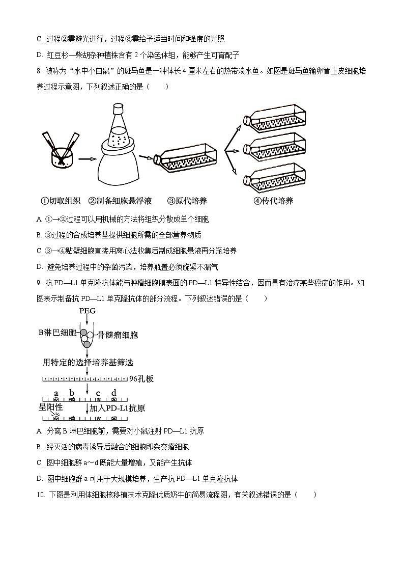 河北省唐山市路北区开滦第二中学2023-2024学年高二下学期4月月考生物试题（原卷版+解析版）03