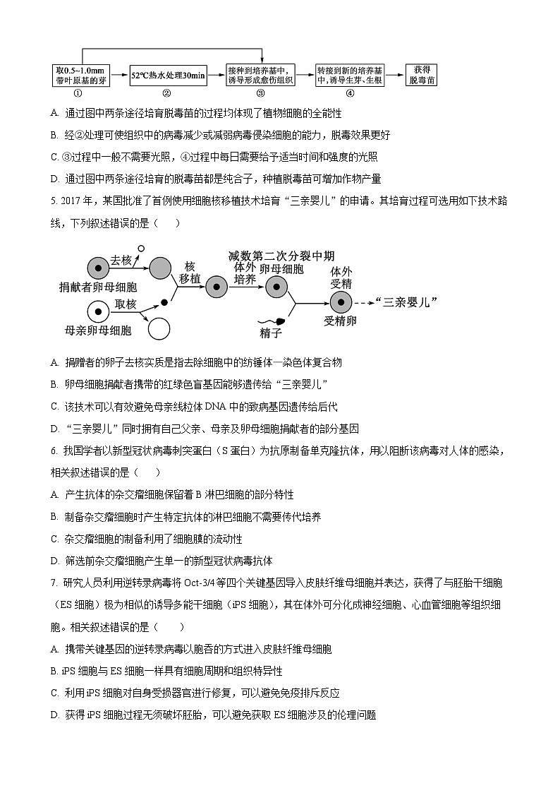 江苏省泰州市海陵区泰州中学2023-2024学年高二下学期4月月考生物试题（原卷版+解析版）02