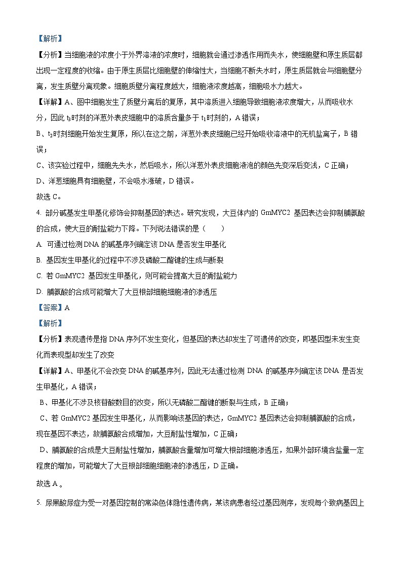 2024届广东省湛江市高三二模生物试题（原卷版+解析版）03