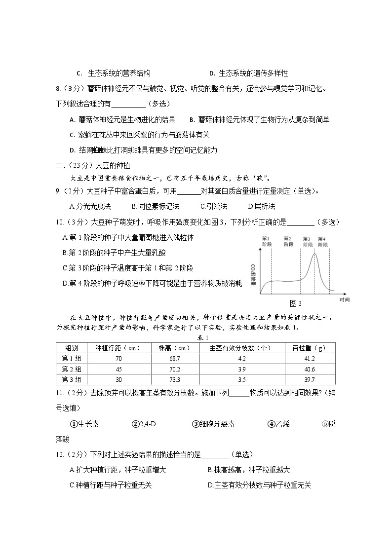 2024上海徐汇区高三下学期4月二模考试生物含答案03