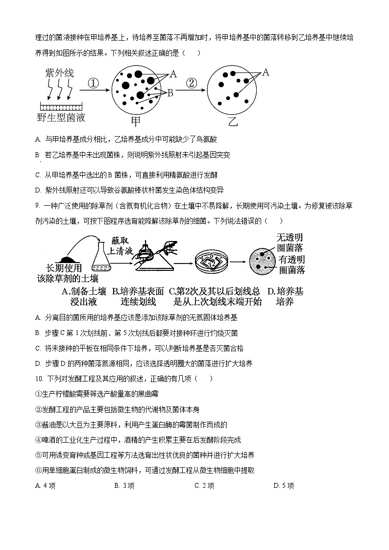 四川省绵阳市涪城区绵阳中学2023-2024学年高二下学期4月月考生物试题（原卷版+解析版）03