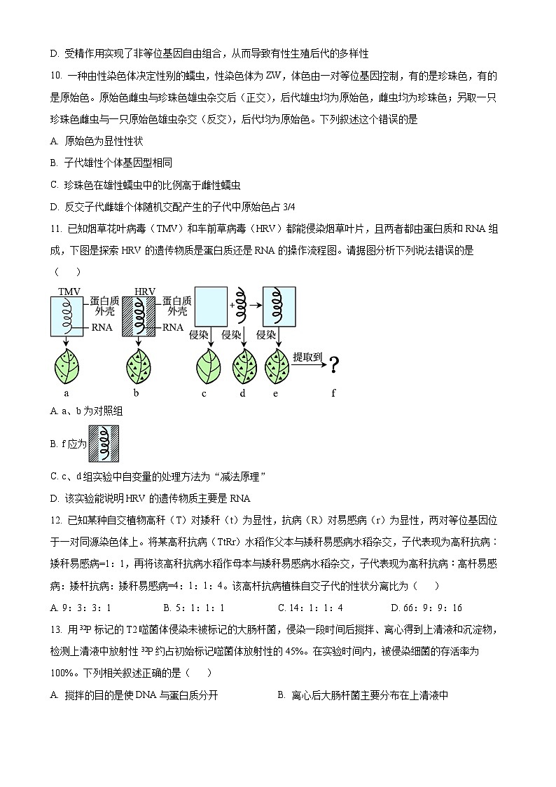 辽宁省沈阳市第二中学2023-2024学年高一下学期4月月考生物试题（原卷版+解析版）03