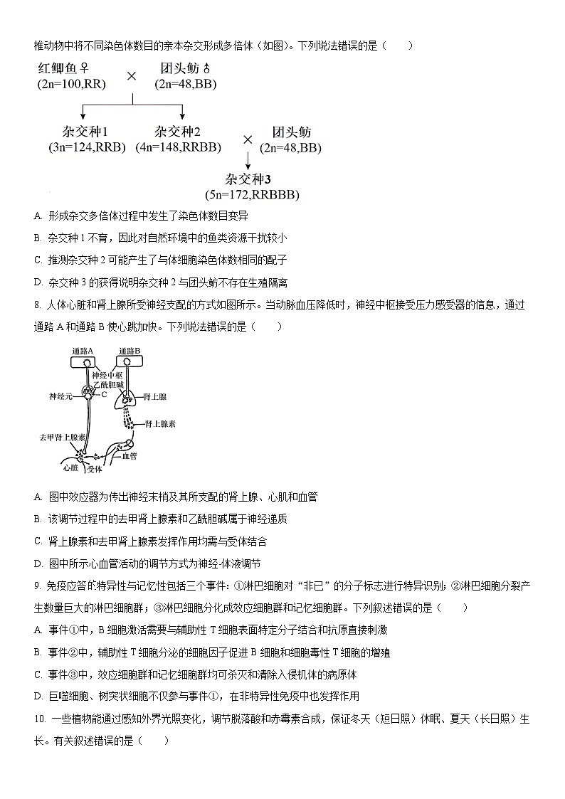2024年北京市东城区高三下学期高考一模生物试卷含详解03