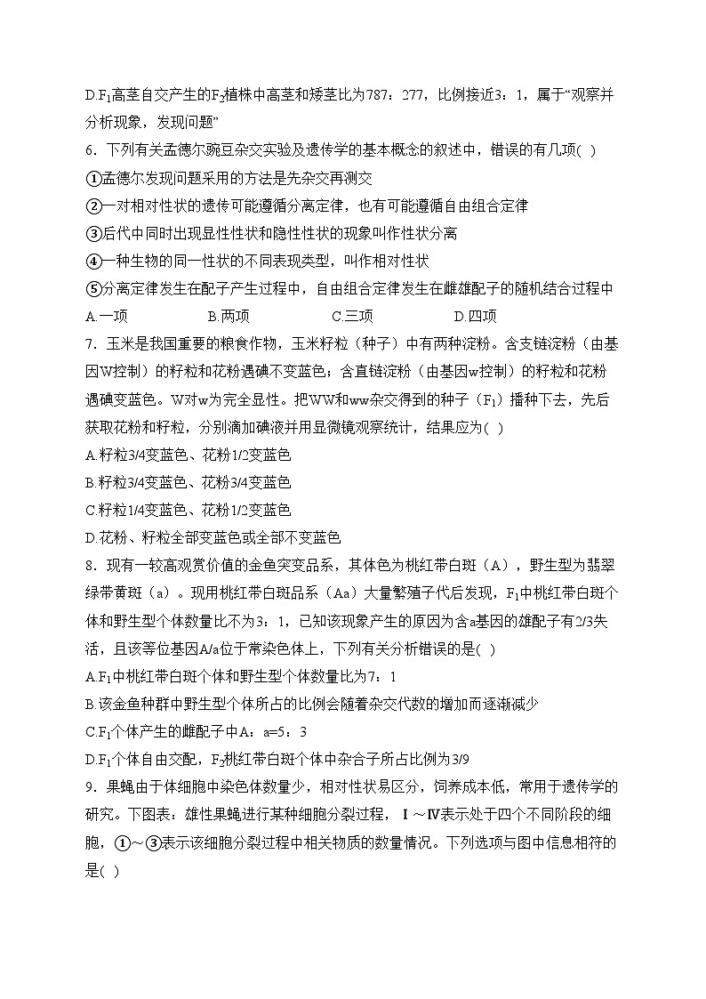 湖南省衡阳市2023-2024学年高一下学期3月月考生物试卷(含答案)第3页