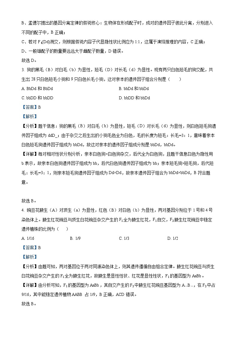 山东省淄博市沂源县第二中学2023-2024学年高一下学期4月月考生物试题（解析版）第2页