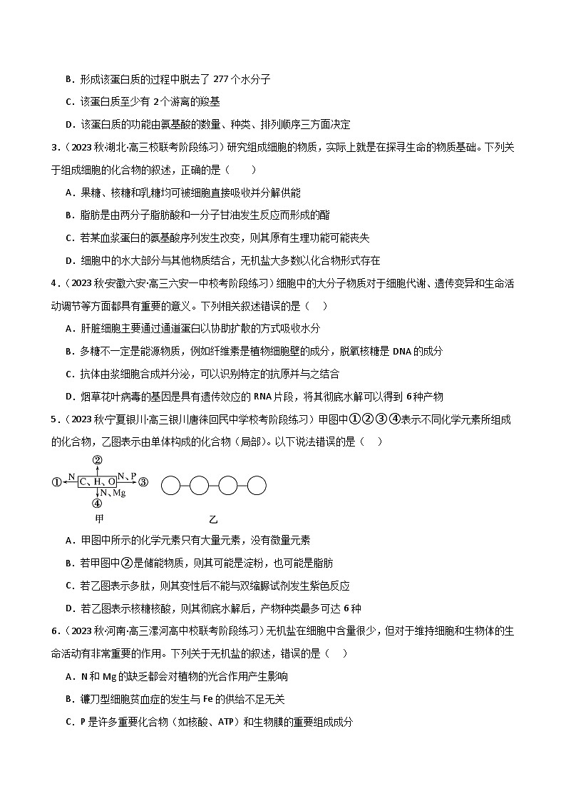 专题01 细胞的物质基础（限时检测卷）第2页