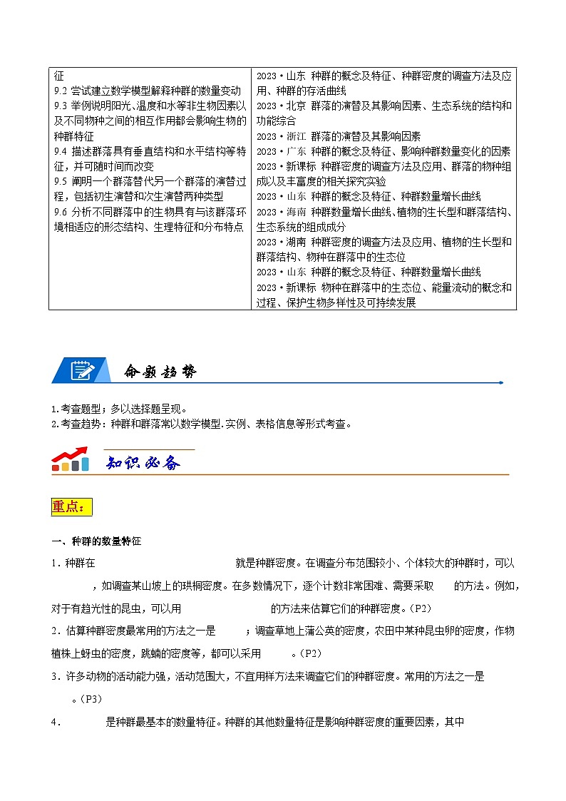 专题09 种群和群落（原卷版）第2页