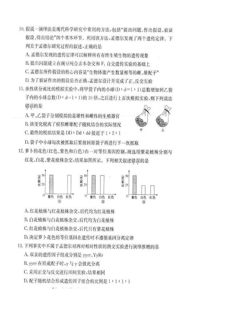 安徽省亳州市涡阳县2023-2024学年高一下学期4月月考生物试题第3页