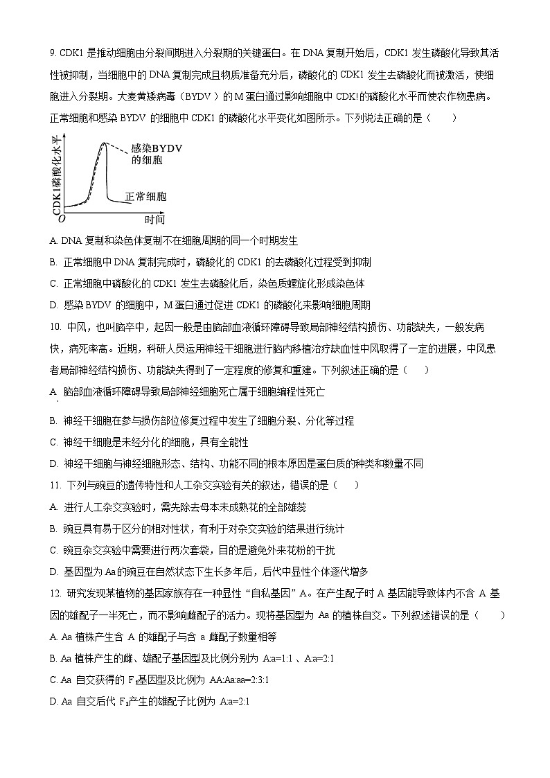 安徽省皖北名校2023-2024学年高一下学期4月阶段性联考生物试卷（Word版附解析）03
