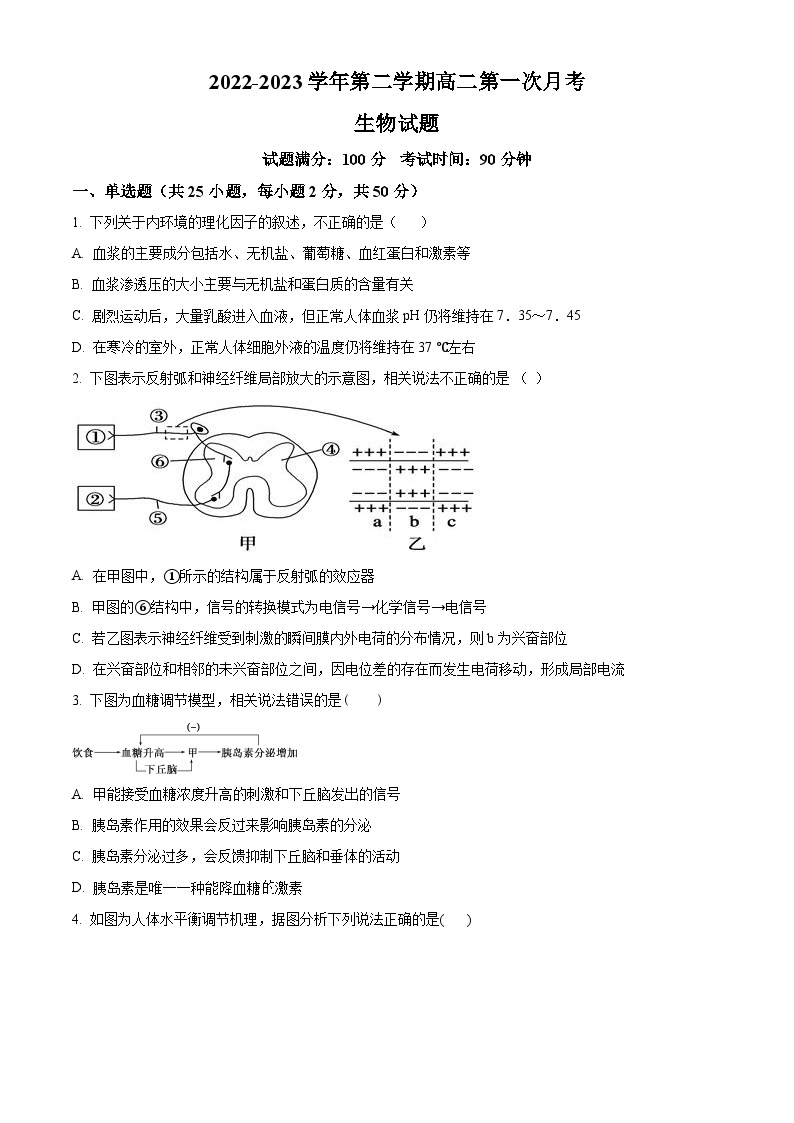 山西省大同市浑源七中2022-2023学年高二下学期第一次月考生物试题（原卷版+解析版）01