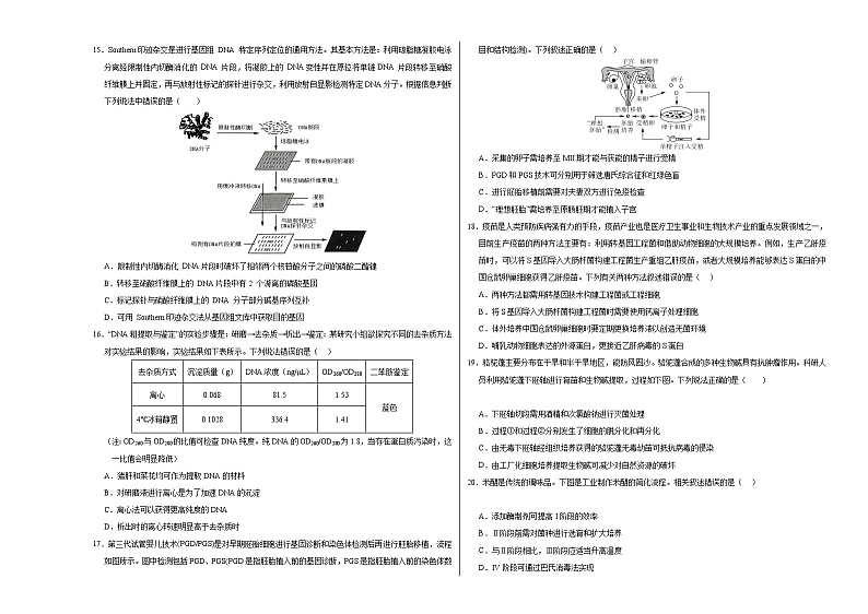 【期中复习】2023-2024学年（人教版2019选择性必修3）高二下册生物期中模拟卷01（考试版）A3版第3页